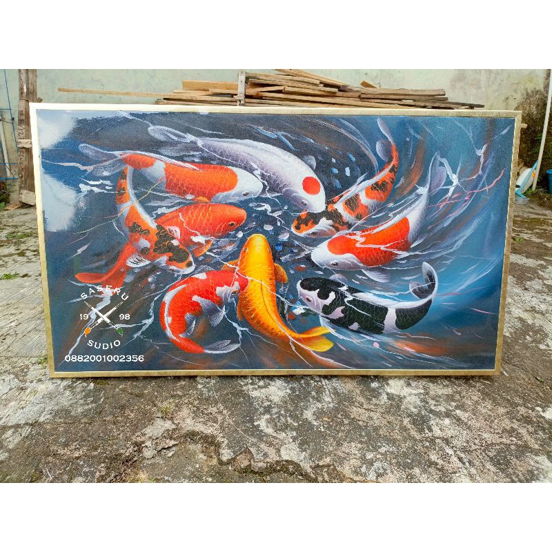 Lukisan ikan koi abstrak