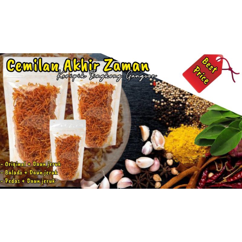 

Cemilan Keripik singkong Gangsor 220 gram Rasa Balado Manis daun Jeruk