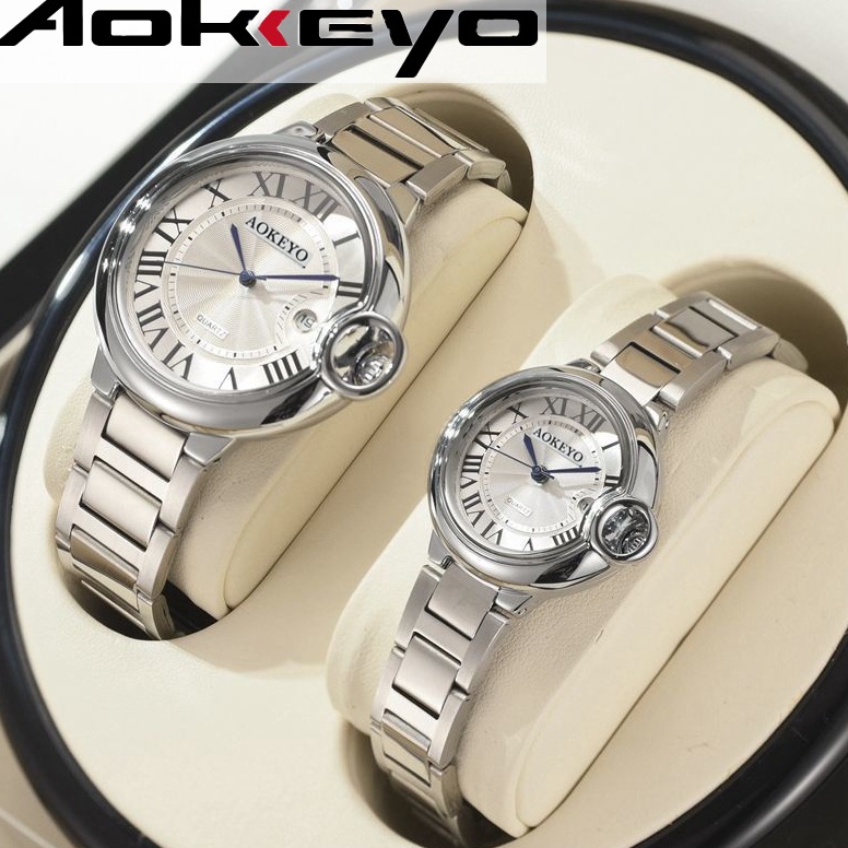 TERMURAH AOKEYO K1 Jam Tangan Couple Original Safir PriaWanita Tahan Air Bisnis Kasual Tali Stainles