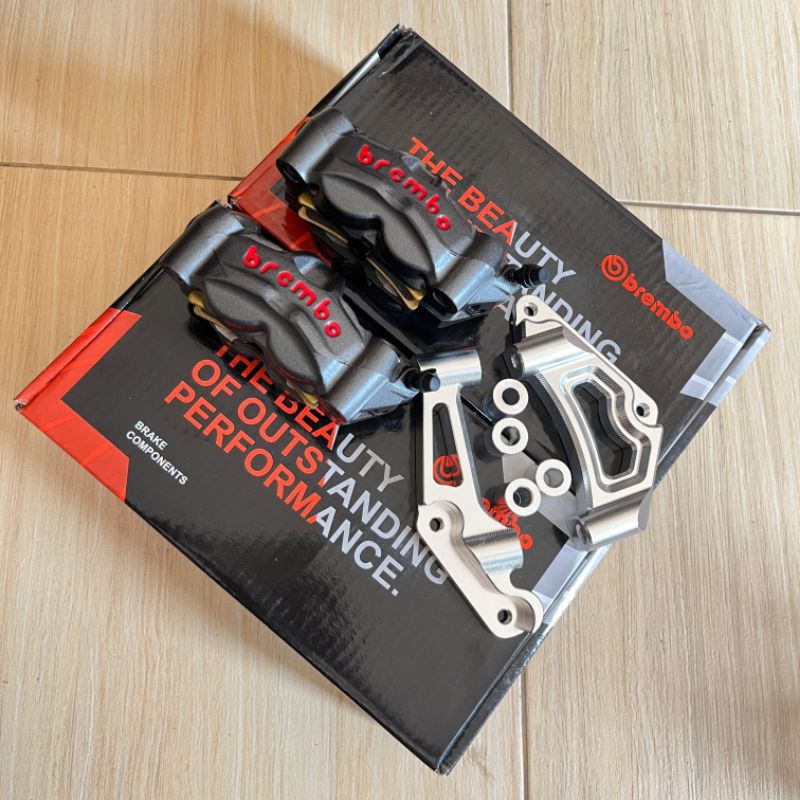 KALIPER BREMBO M50 4P IMPORT SET BREKET NINJA MEGAPRO DETAIL MIRIP ORIGINAL KUALITAS GRADE A