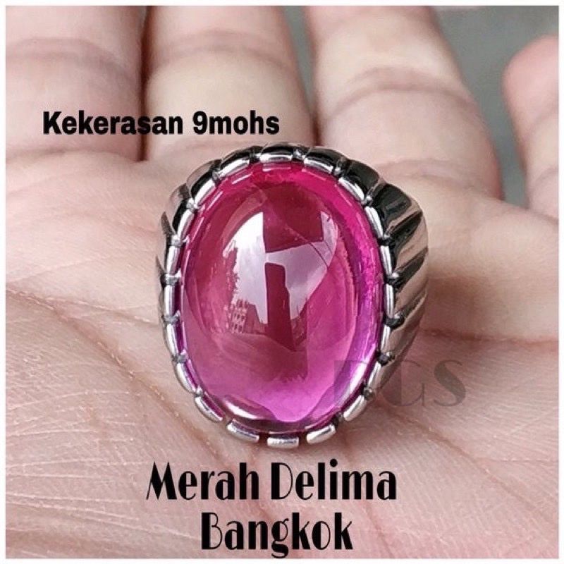 Batu Cincin Pria Merah Delima Bangkok Super Mewah Termurah HQ asli