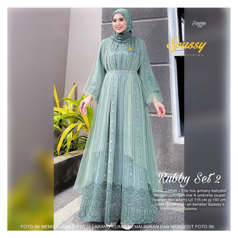 Gamis set mewah Ruby Set Ori Spassy