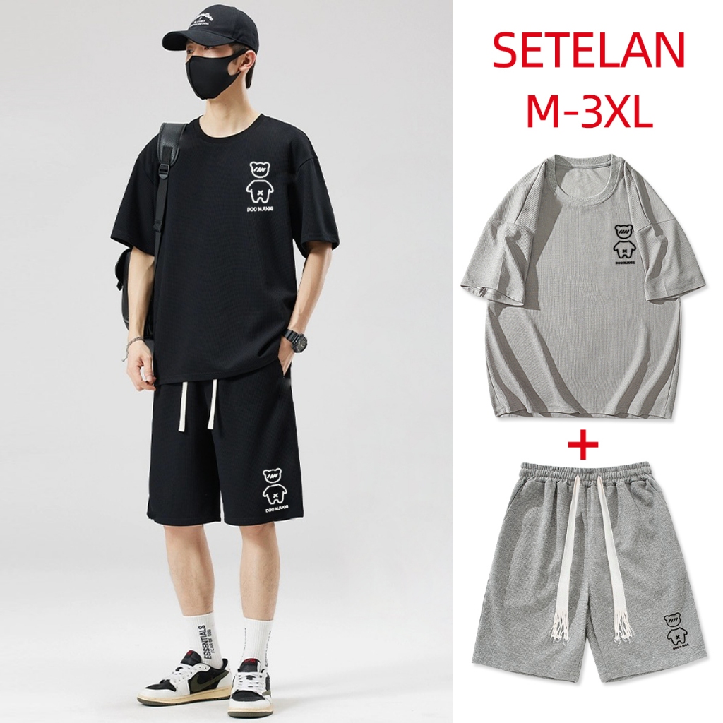 Setelan Oblong Lengan Pendek Celana Pendek Pria Terbaru One Set Dewasa  / T-shirt / kaos / Distro
