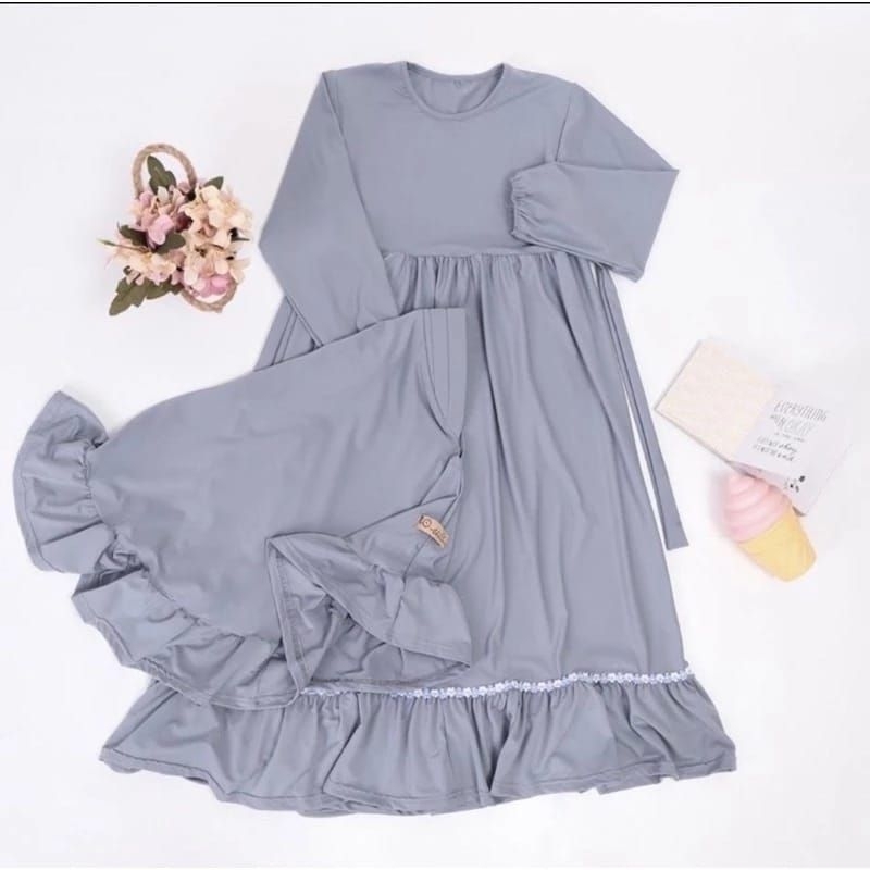 NAISA KIDS SYAR'I - GAMIS ANAK USIA 4 5 6 7 8 9 10 11 12 - GAMIS KIDS SET KERUDUNG - BAHAN CRINKLE A