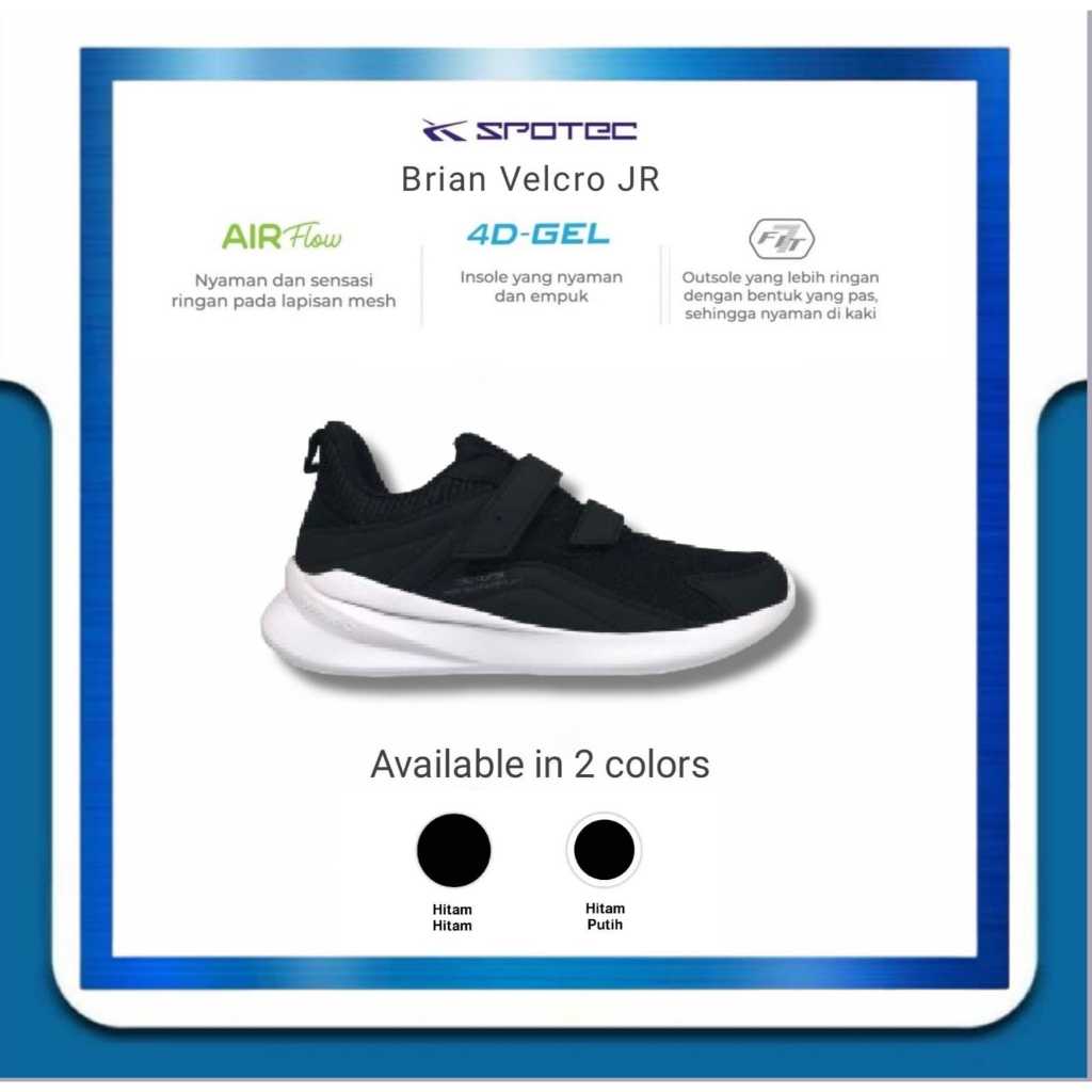 SPOTEC Sepatu Student Brian JR Hitam - Putih