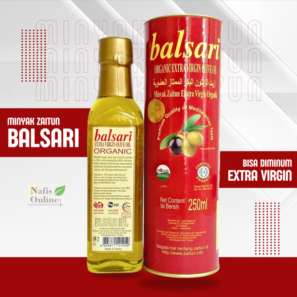 

Minyak Zaitun Balsari Organik - Balsari Organic 250ml bisa diminum