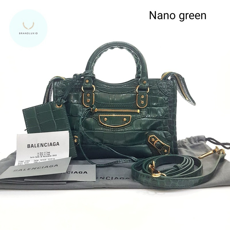 Balenciaga Nano City edge shiny embos croco calf GHW