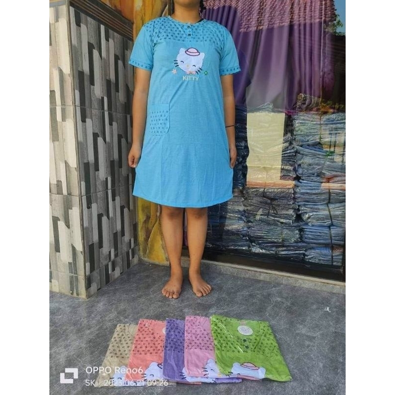 DASTER BABY DOLL DEWASA HELLO KITTY DRES PENDEK BABYDOLL KATUN