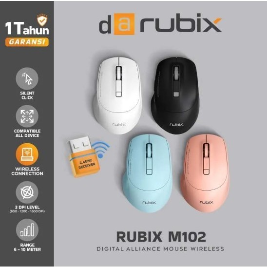 Mouse Wireless Digital Alliance M102 Rubix Mouse Silent Click Ori