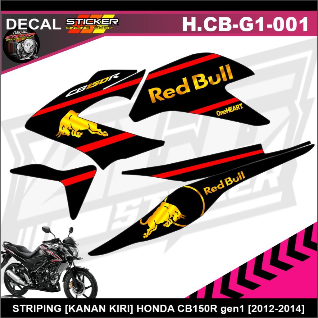 STICKER MOTOR HONDA CB150R gen1 LAMA 2012-2014 DECAL PRINT VARIASI REDBULL