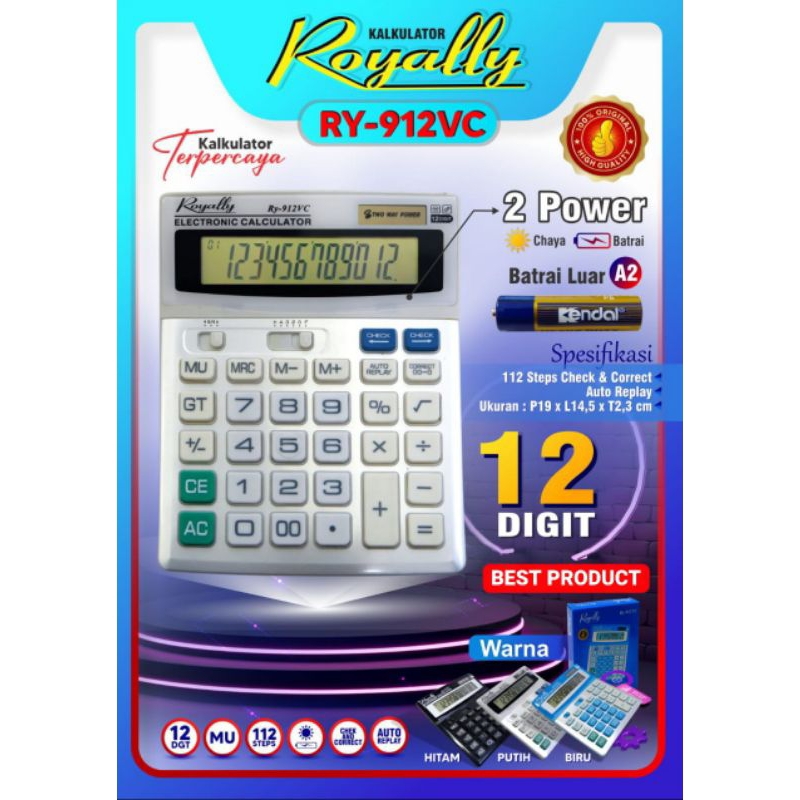 

Kalkulator 12 Digit Batrai A2