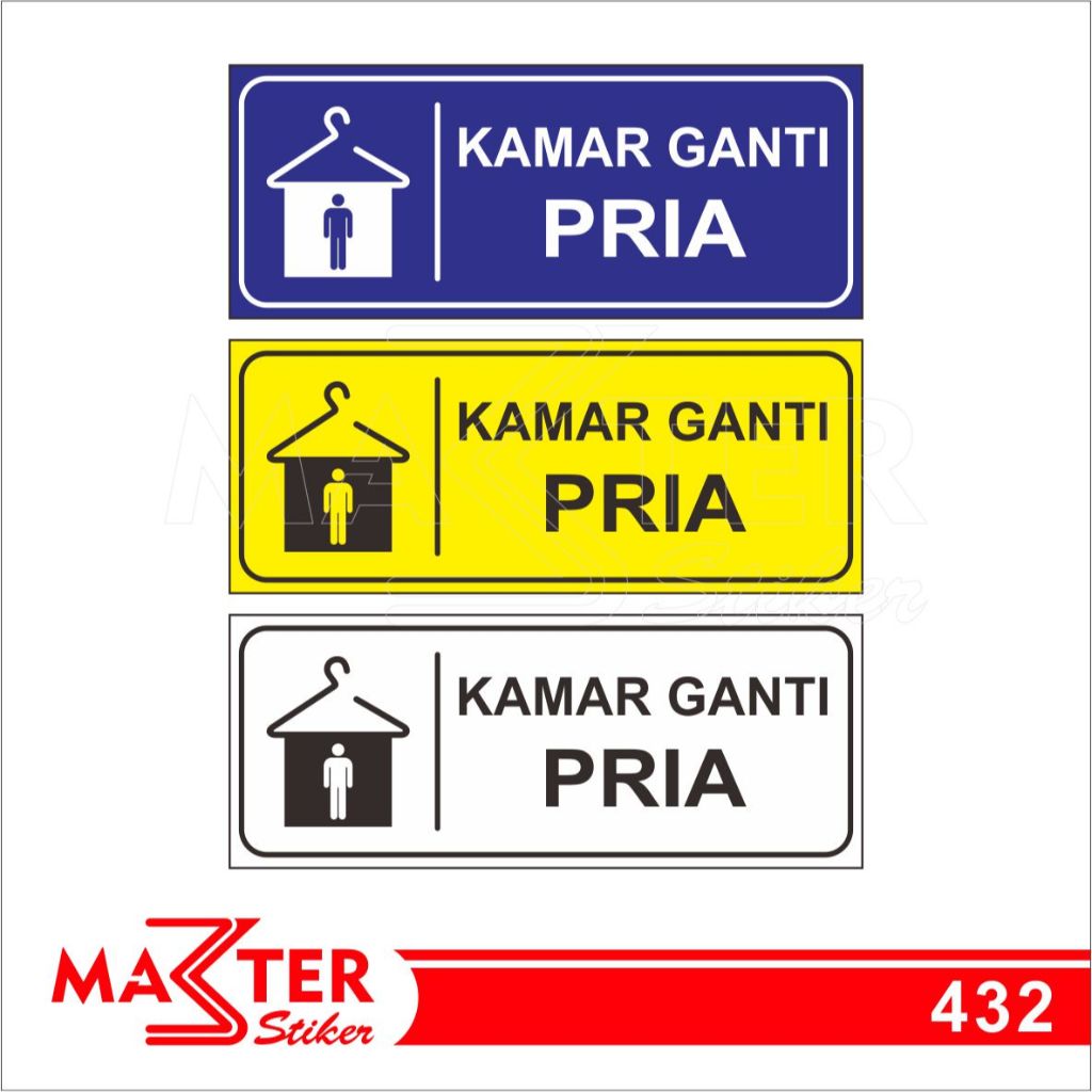 

432 - Stiker Kamar Ganti Pria, Sticker Vinyl, Premium, Tahan Air, Termurah, dan Bisa Custom