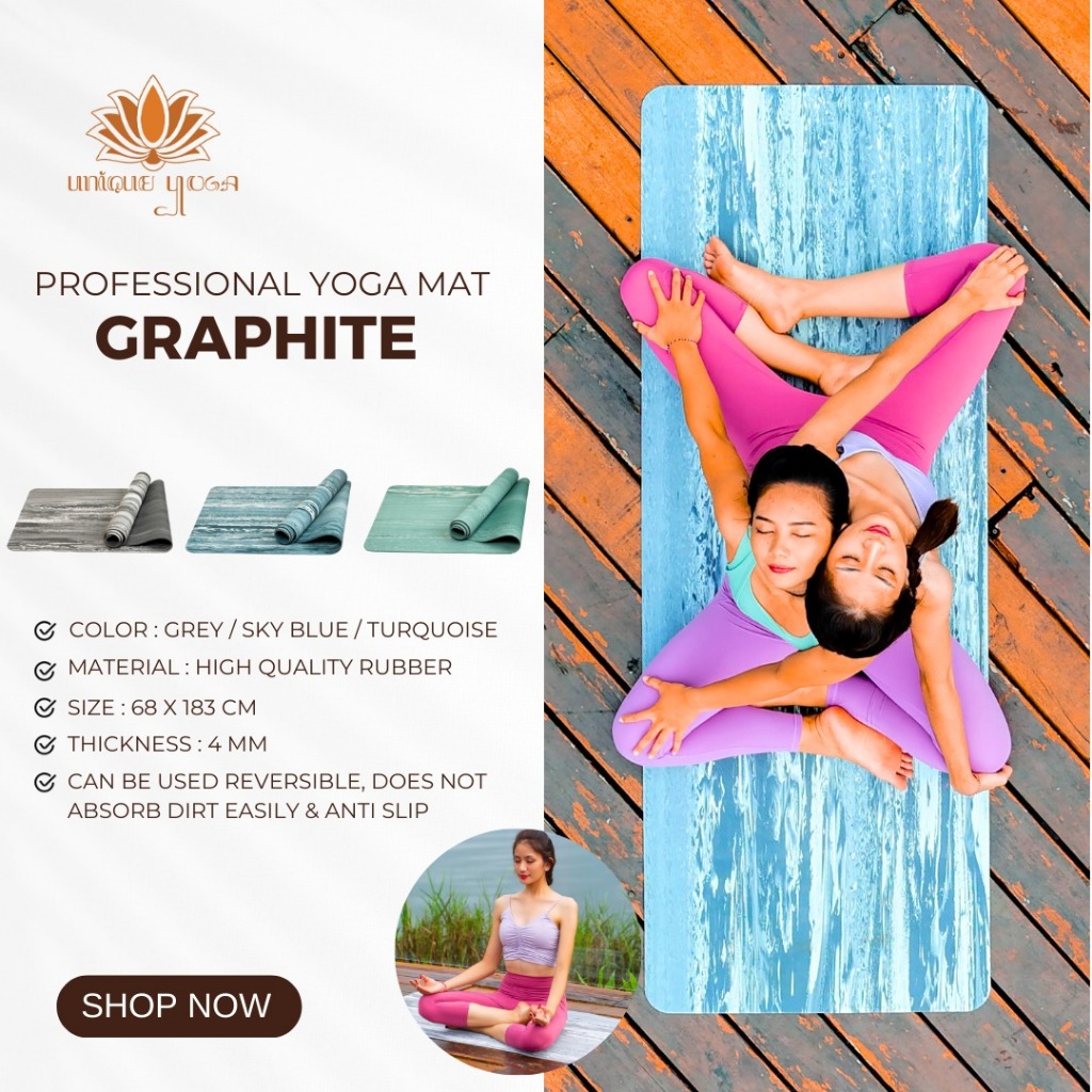 Baru Yoga Mat Premium Graphite / Matras Yoga / Yoga Mat / Matras Pilates Yoga / Matras Yoga Pilates