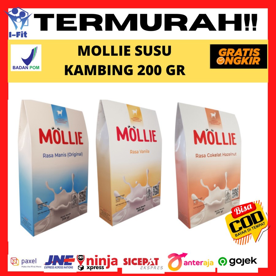 

Mollie Susu Kambing Premium 200 Gram Rasa Original Vanilla Coklat