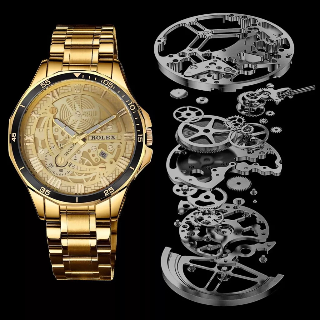 [PREMIUM] Jam Tangan Rolex Pria Analog Stainless Moon Edition Jarum Rantai Cowok Mewah