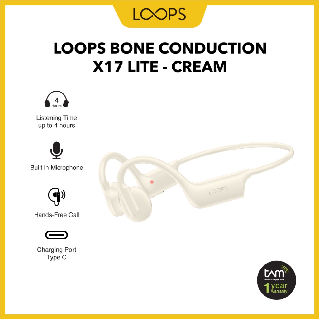 LOOPS Bone Conduction X17 Lite Bluetooth Earphone - Cream