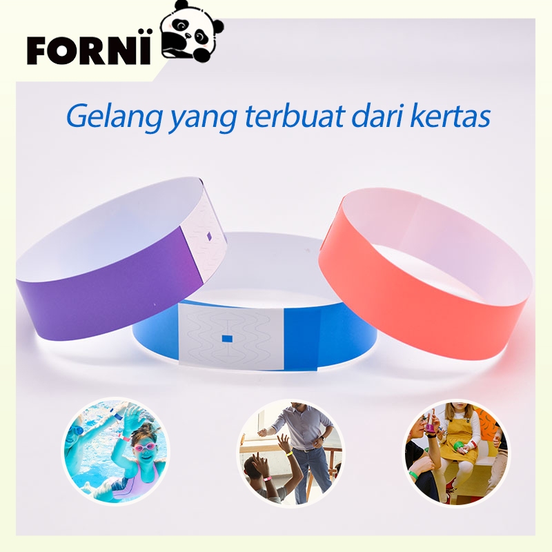 100pcs Gelang Tiket Event Gelang Tiket Anti Air PVC Gelang Wahana Gelang Tiket Lanyard