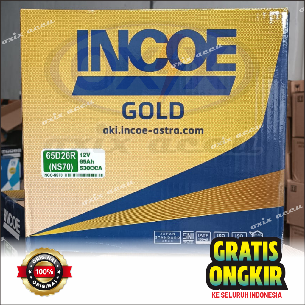 Incoe Gold NS70 / 65D26R 12V 65Ah Aki Mobil Original - Aki Truck, L300