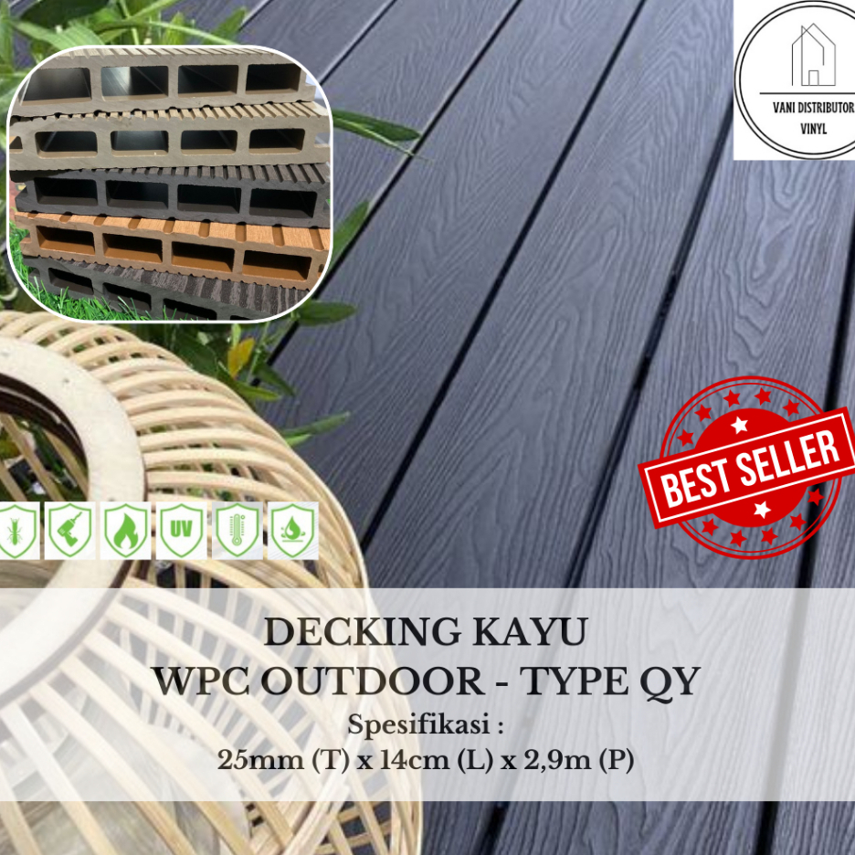 Lantai Decking WPC / Lantai Taman Outdoor / Lantai Kolam Renang