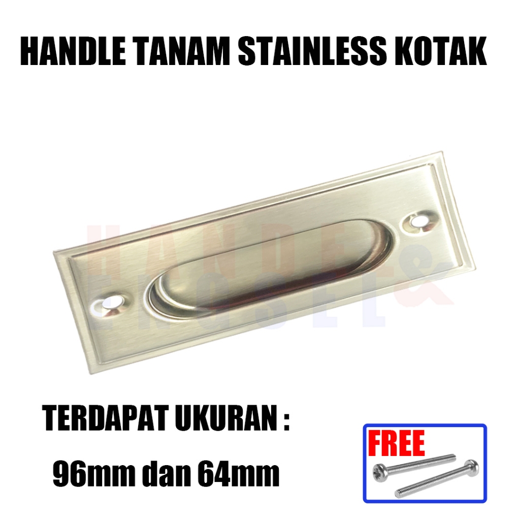 Handle Tarikan Tanam Pintu Lemari Sliding Kotak / Handel Tarikan Gagang Pintu Lemari Geser Stainless
