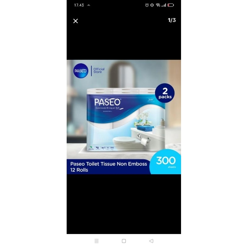 TISSUE TOILET PASEO ELEGANT 1PACK ISI 12ROLL / TISSUE MURAH / TISSUE TOILET / TISSUE PASEO