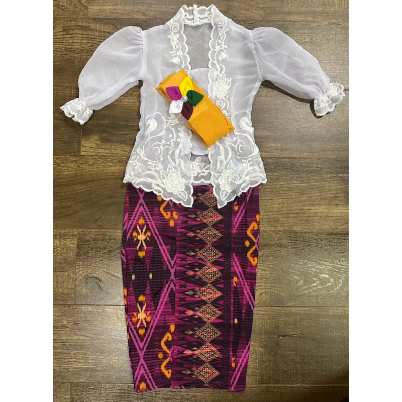 Set kebaya jadi bordir anak+rok jadi+selendang