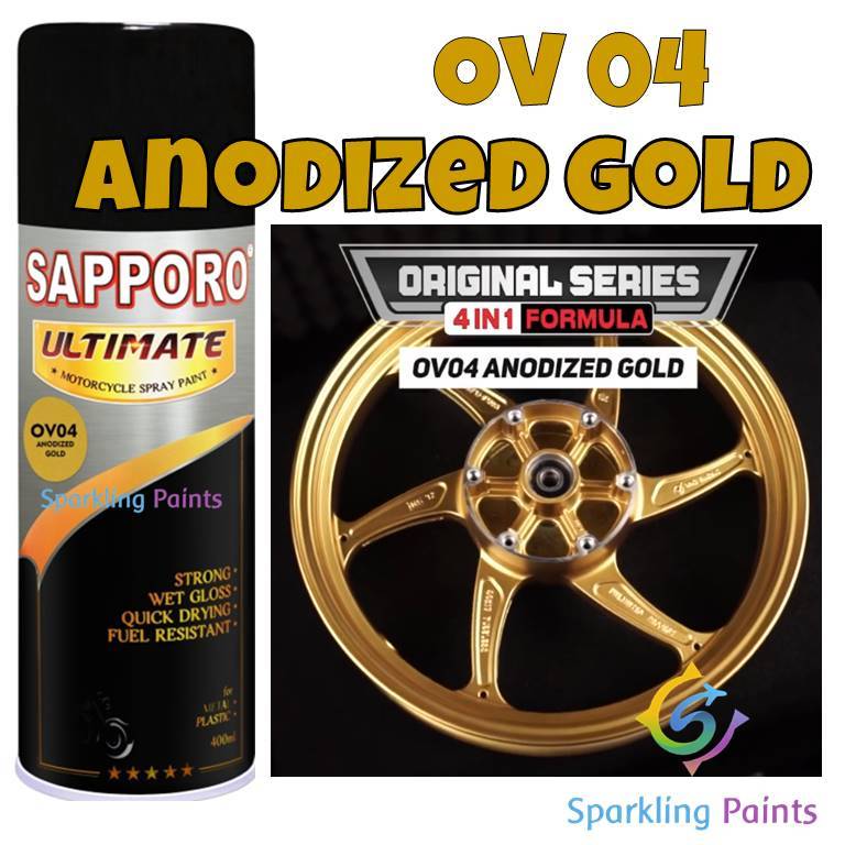 Pilox Sapporo Ultimate OV04 Anodized Gold 400ml Warna Emas Mas OV 04 Original Series 4in1 Mobil Moto