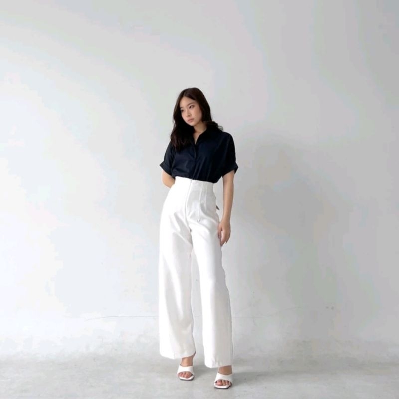 PRELOVED❤️ KIYORA WEARS Keira Cullote Pants - White | Celana Panjang Kulot Wanita | Celana Kerja For