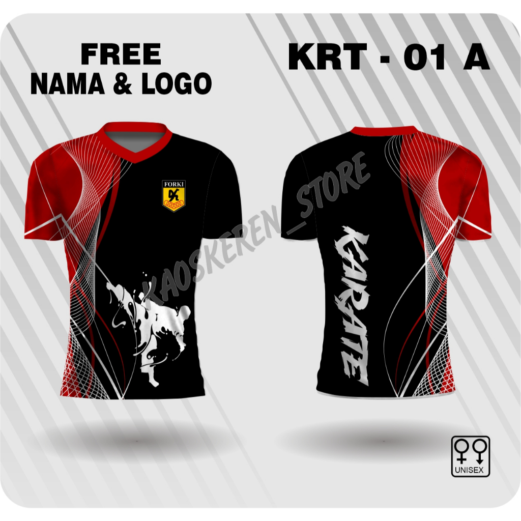 Jersey karate baju beladiri karate kaos olahraga karateka free custom nama dan dojo