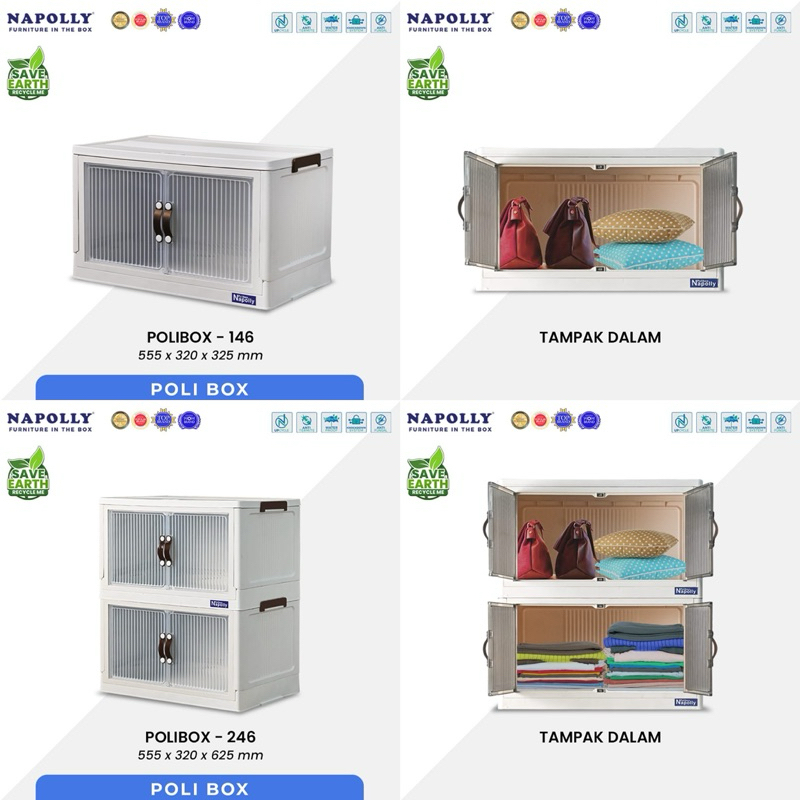 Lemari Plastik PoliBox Napolly / Lemari Susun Serbaguna