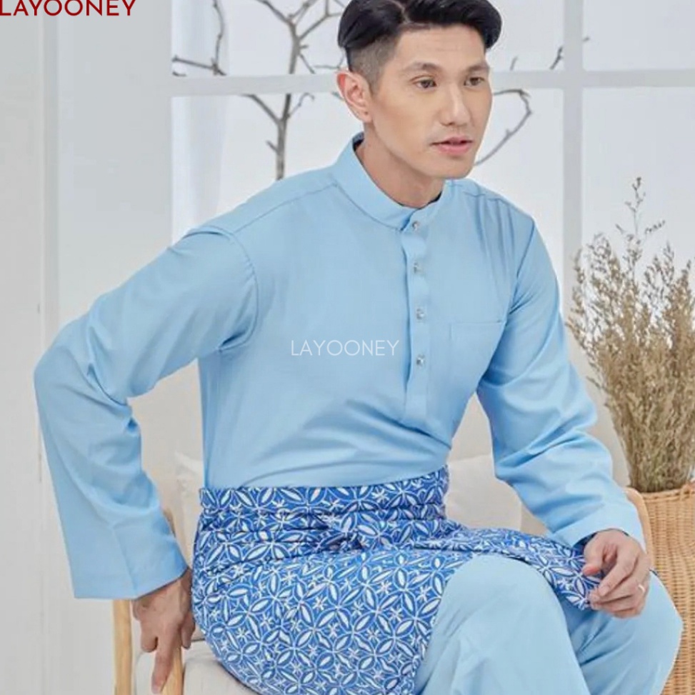 KODE E62J Setelan Baju Melayu Pria Teluk Belanga Bahan Katun Toyobo Satu Set Cekak Musang Pakaian Ko