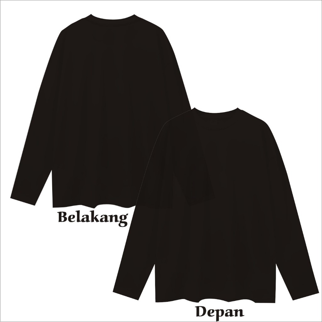 Kaos Polos Lengan Panjang Bahan 24 S Tebal Dan Halus Unisex Putih Hitam Pria Wanita