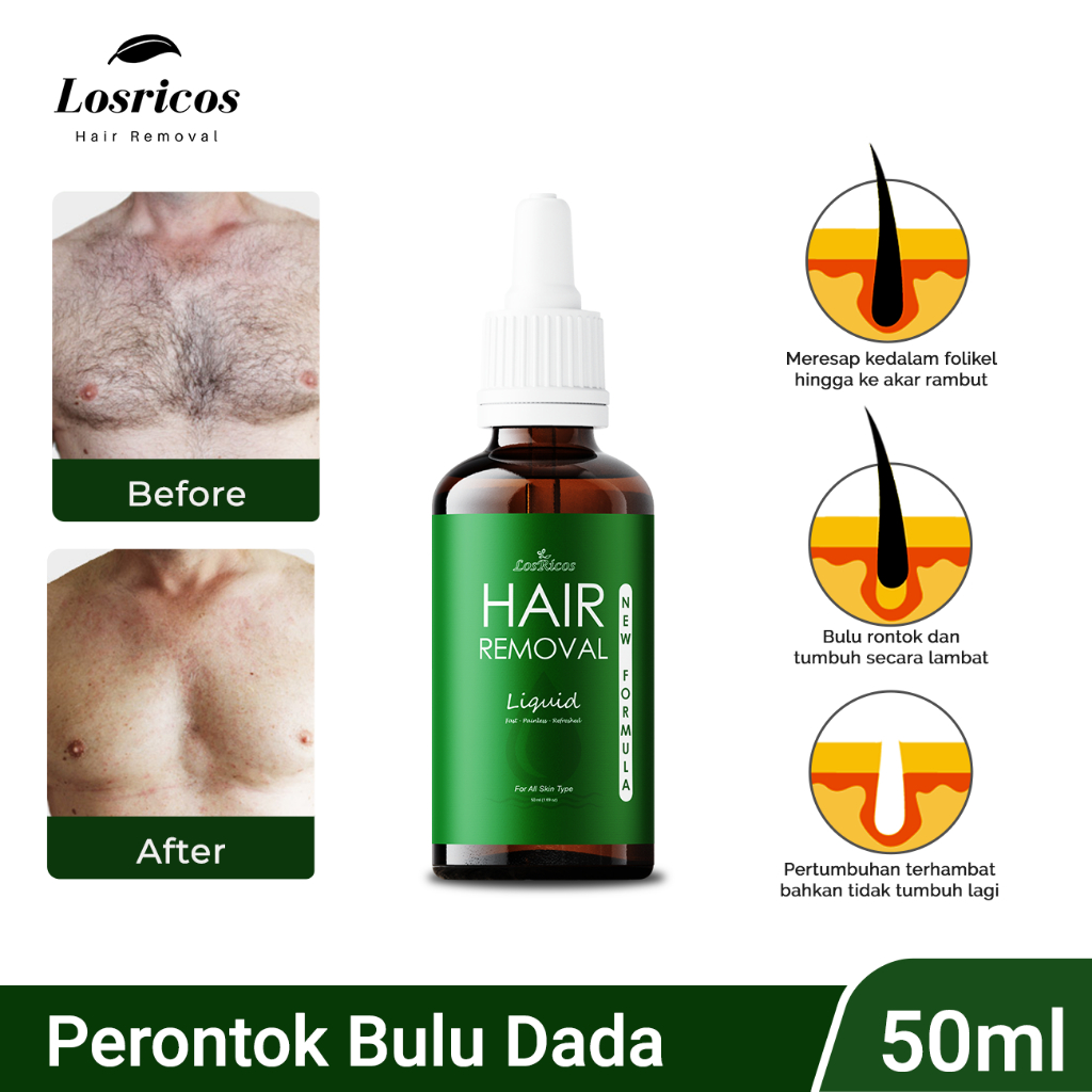 Losricos Hair Removal  Perontok Bulu Dada Permanen BPOM Cream Wax Penghilang Bulu Rambut