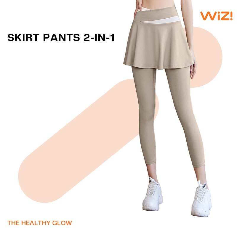 WiZi Legging Celana Rok Olahraga Wanita Skirt High Waist Sport Yoga Dwi Lapisan 2 in 1 (HK33)