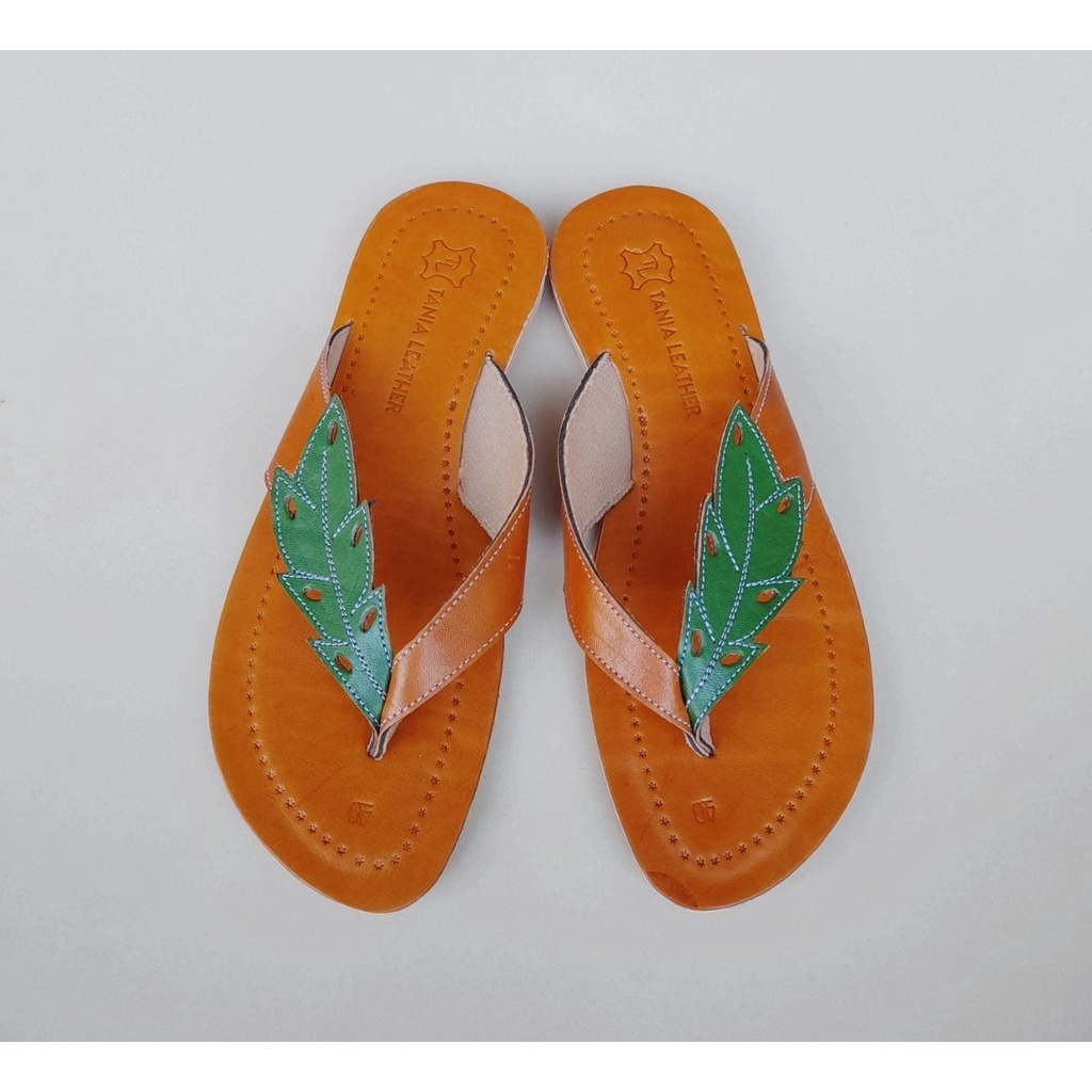 cuero sandal wanita slip on kulit sapi kasumi magetan vegtan leather