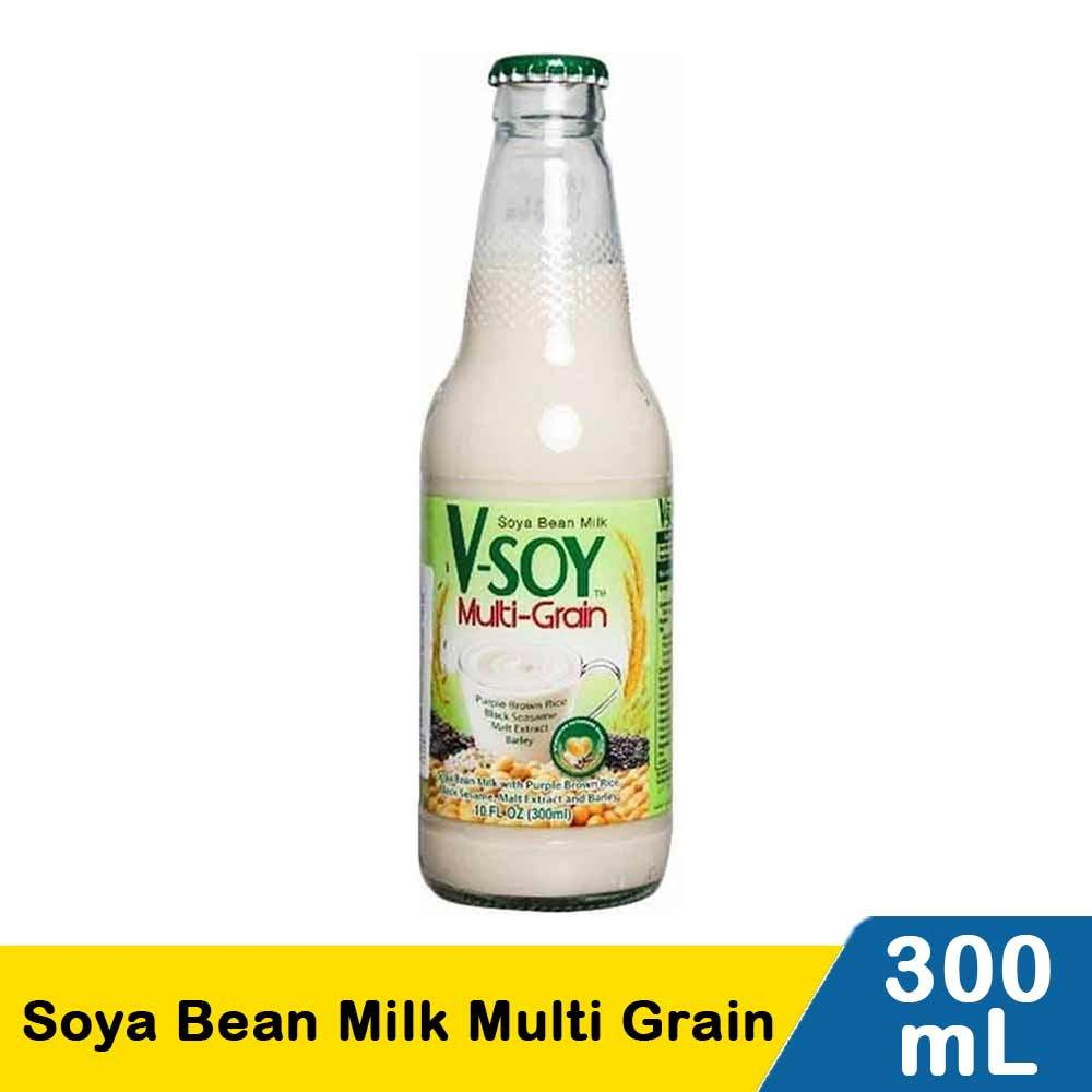 

V-Soy Susu Kedelai 300gr|V Soy Multi Grain Soy Milk Bootle Glass