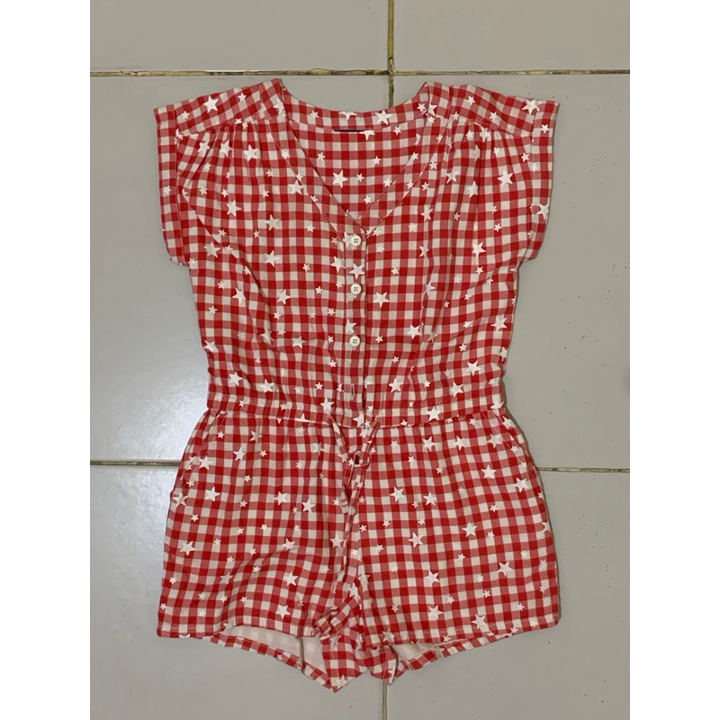 Jumsuit anak perempuan merah baju anak perempuan