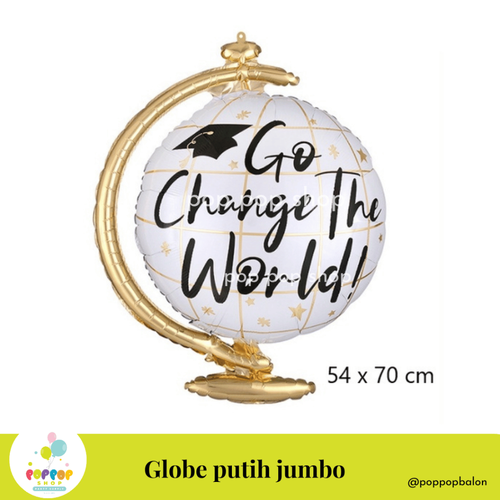BALON FOIL WISUDA / BALON GRADUATION / GLOBE PUTIH jumbo