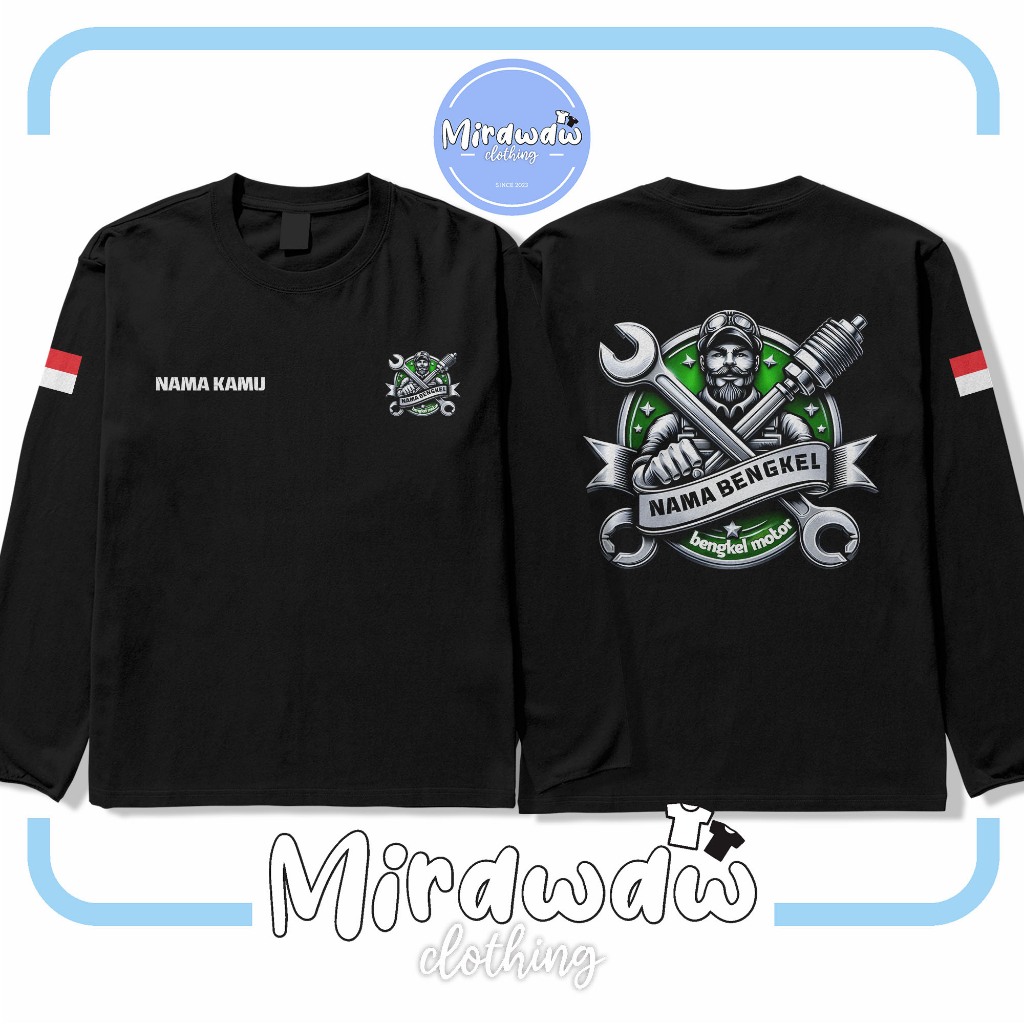 Kaos Desain Kece V3 Logo Bengkel Motor Gratis Nama Kamu Dan Nama Bengkel Kalian Lengan Panjang Baju 
