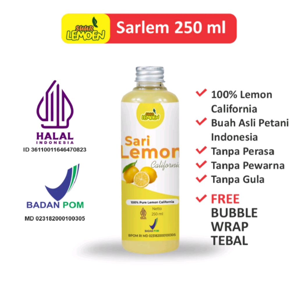 

Sari Lemon Murni/ Pure Lemon untuk Diet & Detoks/ Lemon California Murni 250 ml By Suur Lemoen