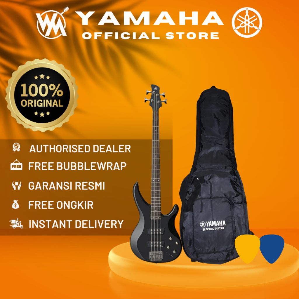 Yamaha Gitar Elektrik Bass TRBX304 / TRBX 304 / TRBX-304 - BLACK + Softcase Dan 2 Pick