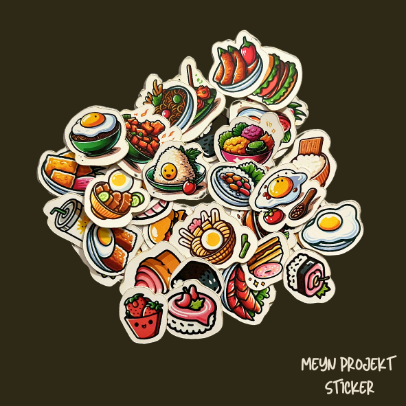 

Food sticker set | Sticker laptop, helm, buku, journal, tumbler | Meyn Projekt Special