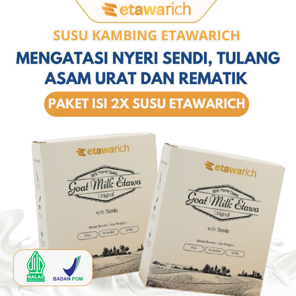 

Etawarich Paket 2 Box Susu Kambing Etawa Murni Bantu Atasi Nyeri Sendi Asam Urat Rematik