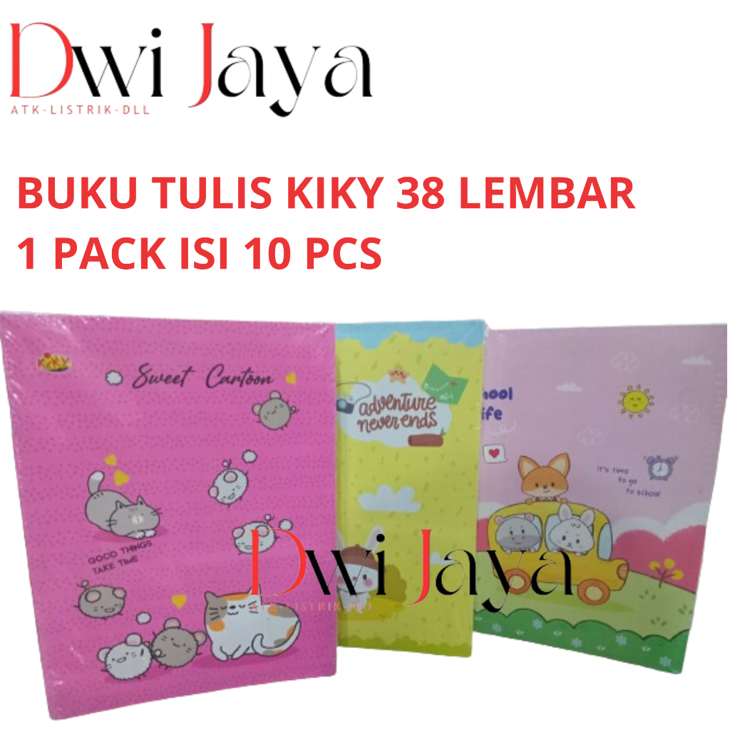 

Pack/ Buku Tulis KIKY 38 lembar /1 pack isi 10 pcs buku
