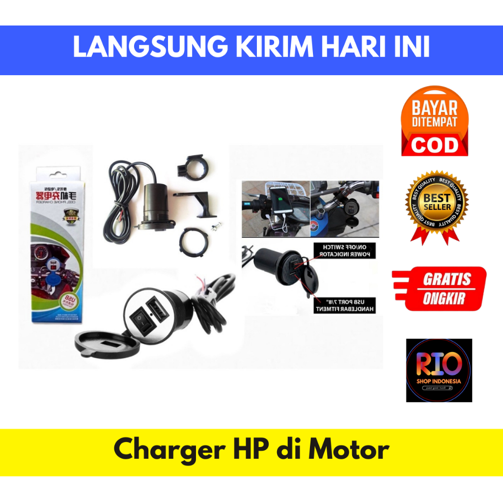 CHARGER AKI WATERPROOF MURAH / CHARGER MOTOR USB PLUG TC AKI