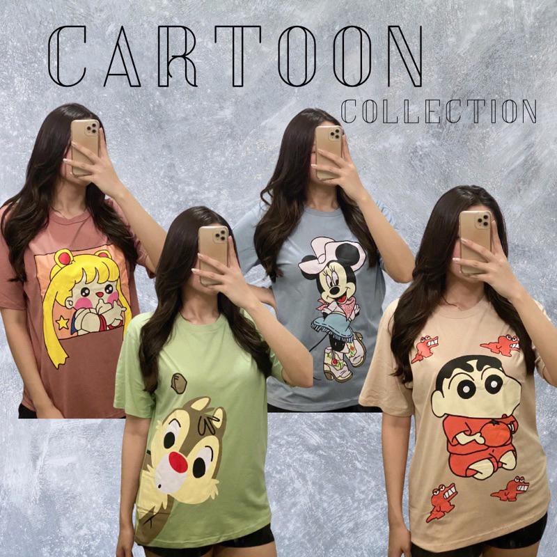 Kaos Wanita Cartoon Collection | Oversize Tshirt Disney Bershka Brand