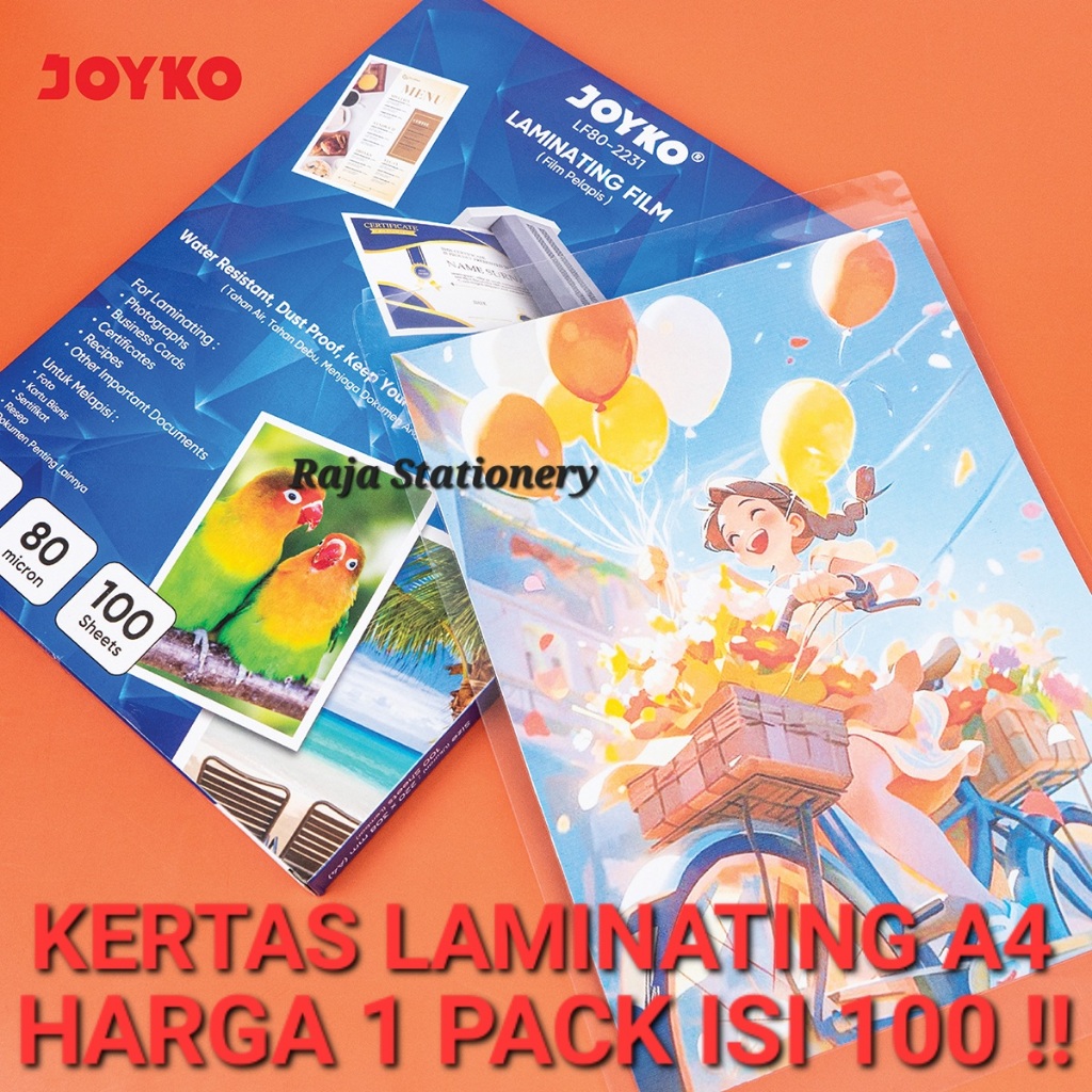 

Joyko Laminating Film A4 / Kertas Plastik Laminating Laminasi A4 Kertas Plastik 100 Lembar LF80-2231 A4