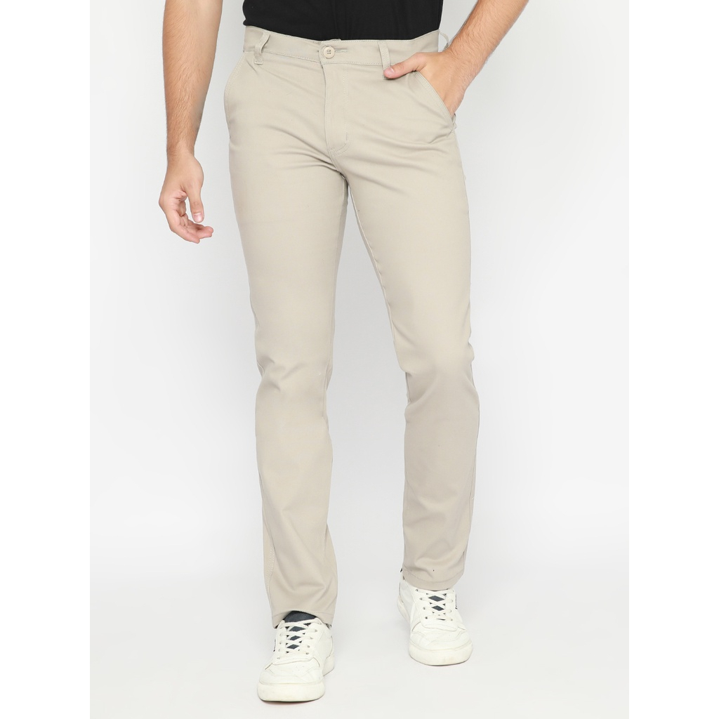 Celana Chino Panjang Pria Chinos Krem Cream Standar dan Jumbo