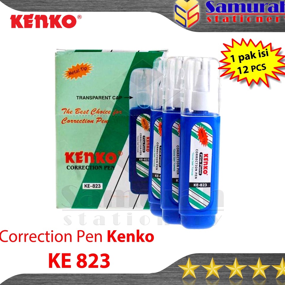 

Correction Pen Kenko Ke823 Metal Tip TipEx Cair KE 823 Biru 1 Box isi 12 pcs Tipe X Fluid Ke823 Ujung Besi KODE X8T5