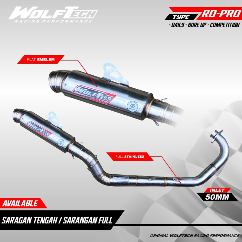 Knalpot racing MX King Malaysia Stell Original Wolf Tech Racing